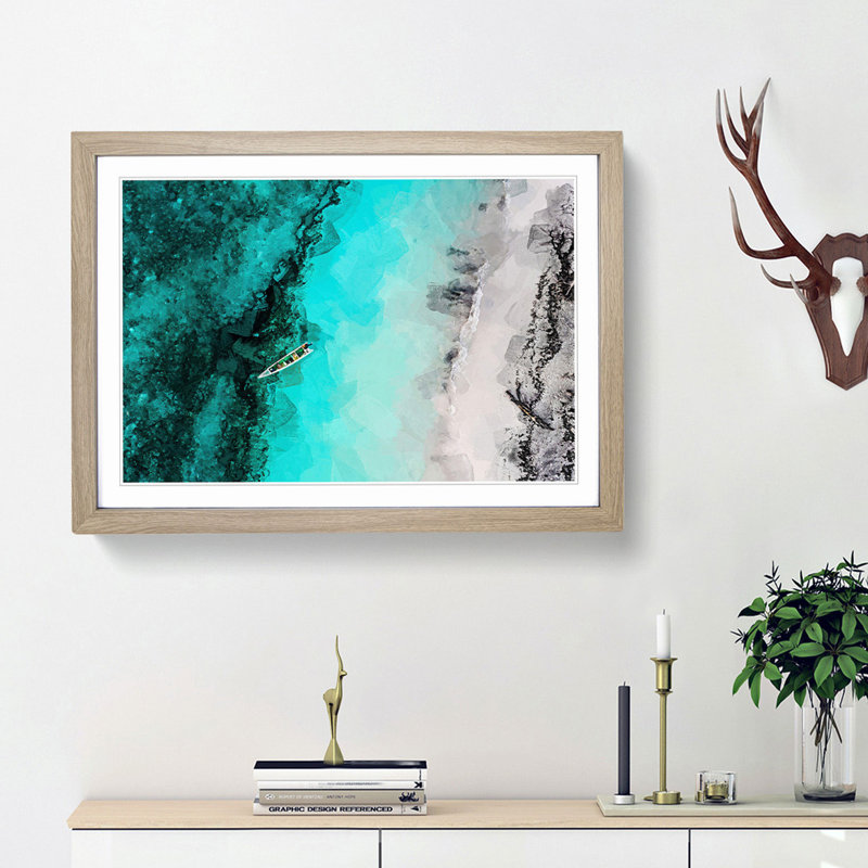 Above Atauro Island in Abstract - Framed Print, 36cm H x 48cm W x 2cm D, Oak Framed