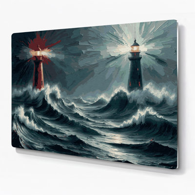 Coastal Port and Starboard Blue Metal Wall Art
