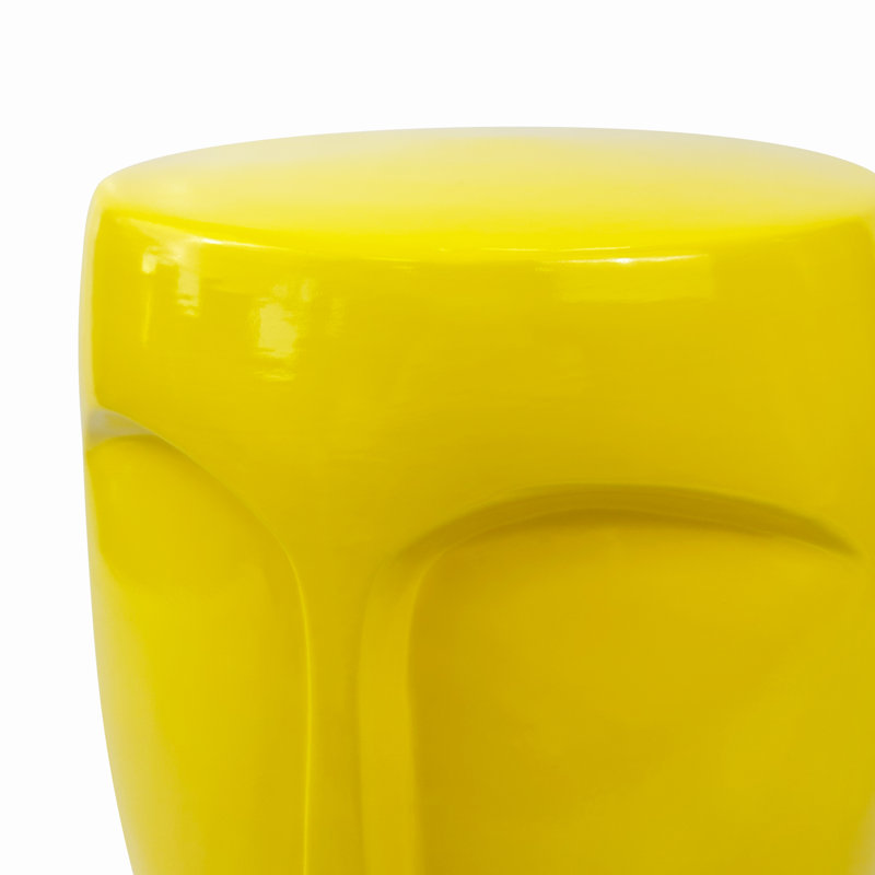 Tabouret artistique en céramique, Jaune vif