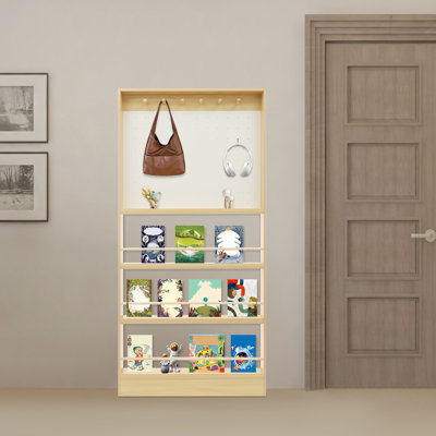 3 Tier Solid Wood Bookshelf With Pegboard DIY For Books