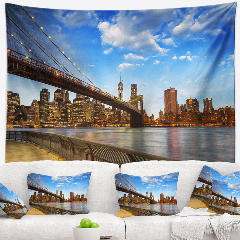 Tapisserie «Cityscape Calm Sky over Brooklyn Bridge», H 32 po x l 39 po