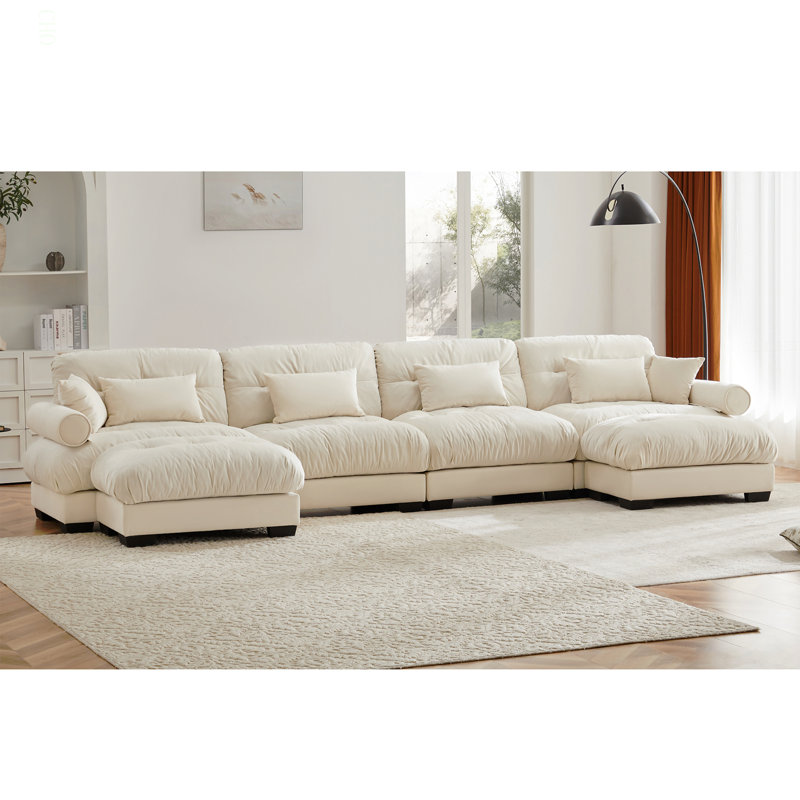 Canapé modulaire en U en forme de U avec repose-pieds mobile, canapé d'angle rembourré et confortable en velours 4 places convertible