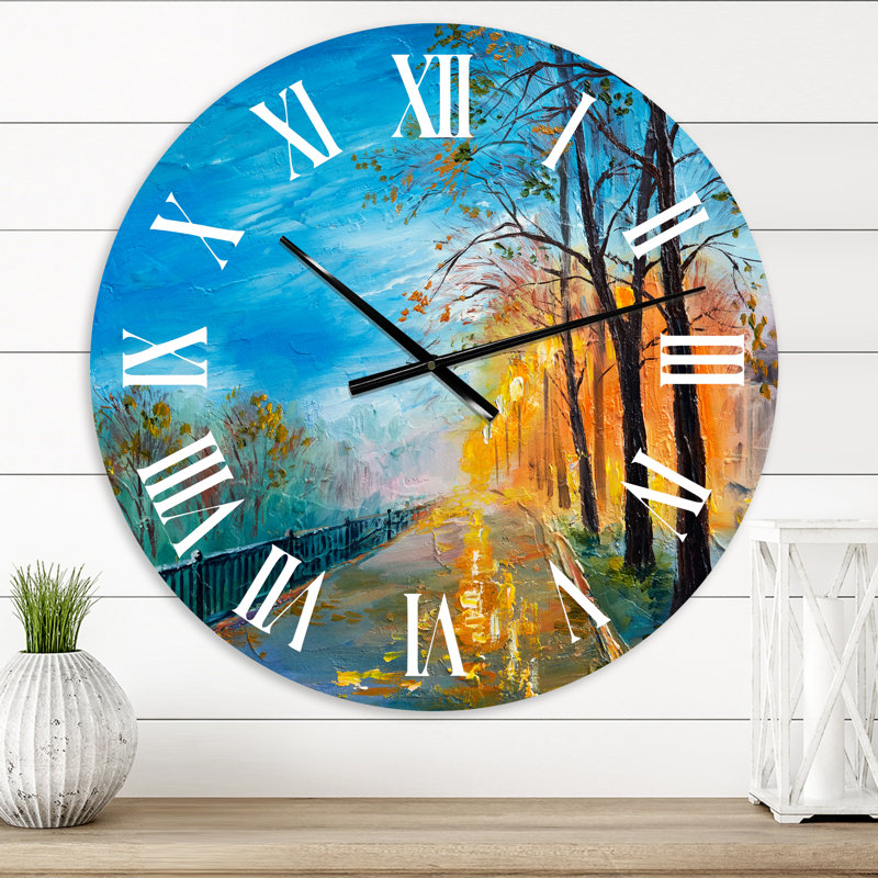 Evening On Autumn Road - Horloge murale traditionnelle, Petit