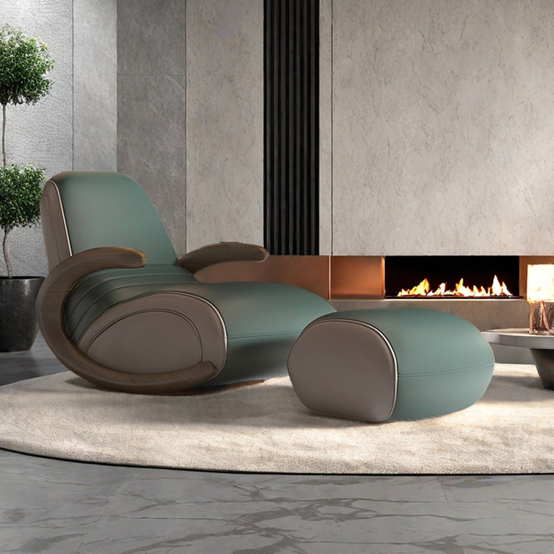 Chaise berçante décontractée avec repose-pieds Home Home, Vert