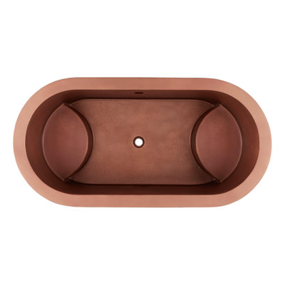 Raksha 60" Double-Wall Copper Soaking Tub - Less Drain