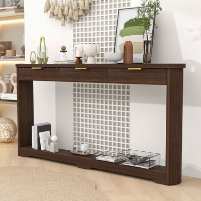 Elegant Wooden Console Table with Multi-Storage Drawers