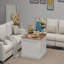 Table basse à plateau relevable 31,5 po - Bois carré, rangement caché - Blanc