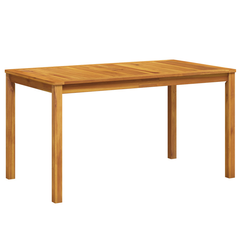 Outdoor Dining Table with Umbrella Hole Solid Acacia Wood, 31.5" W x 55.12" L x 29.13" H, Brown