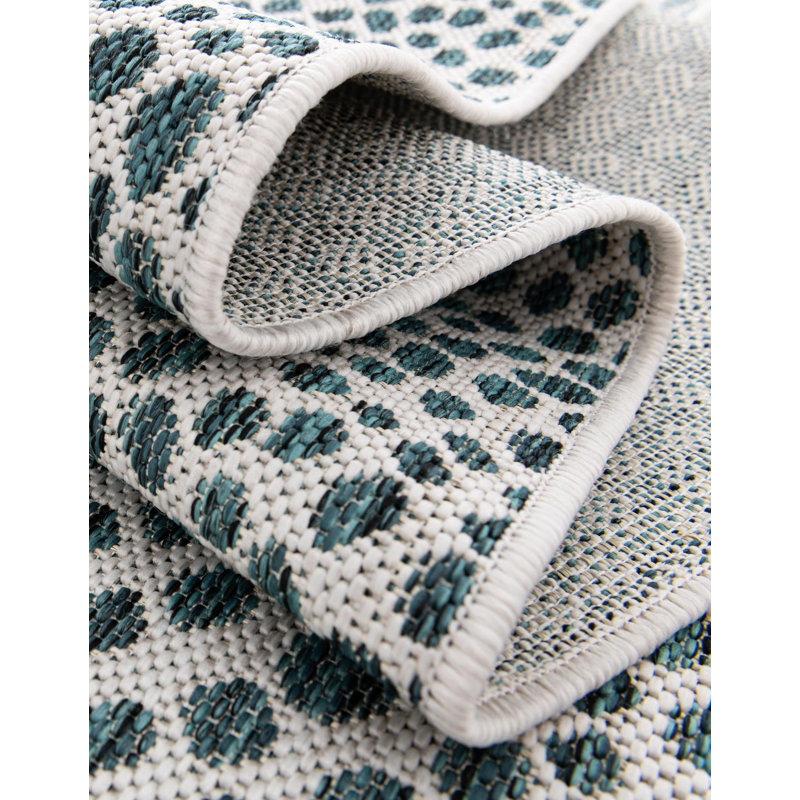 Jill Zarin Cape Town Indoor/Outdoor Rug, Round 5'3", Teal