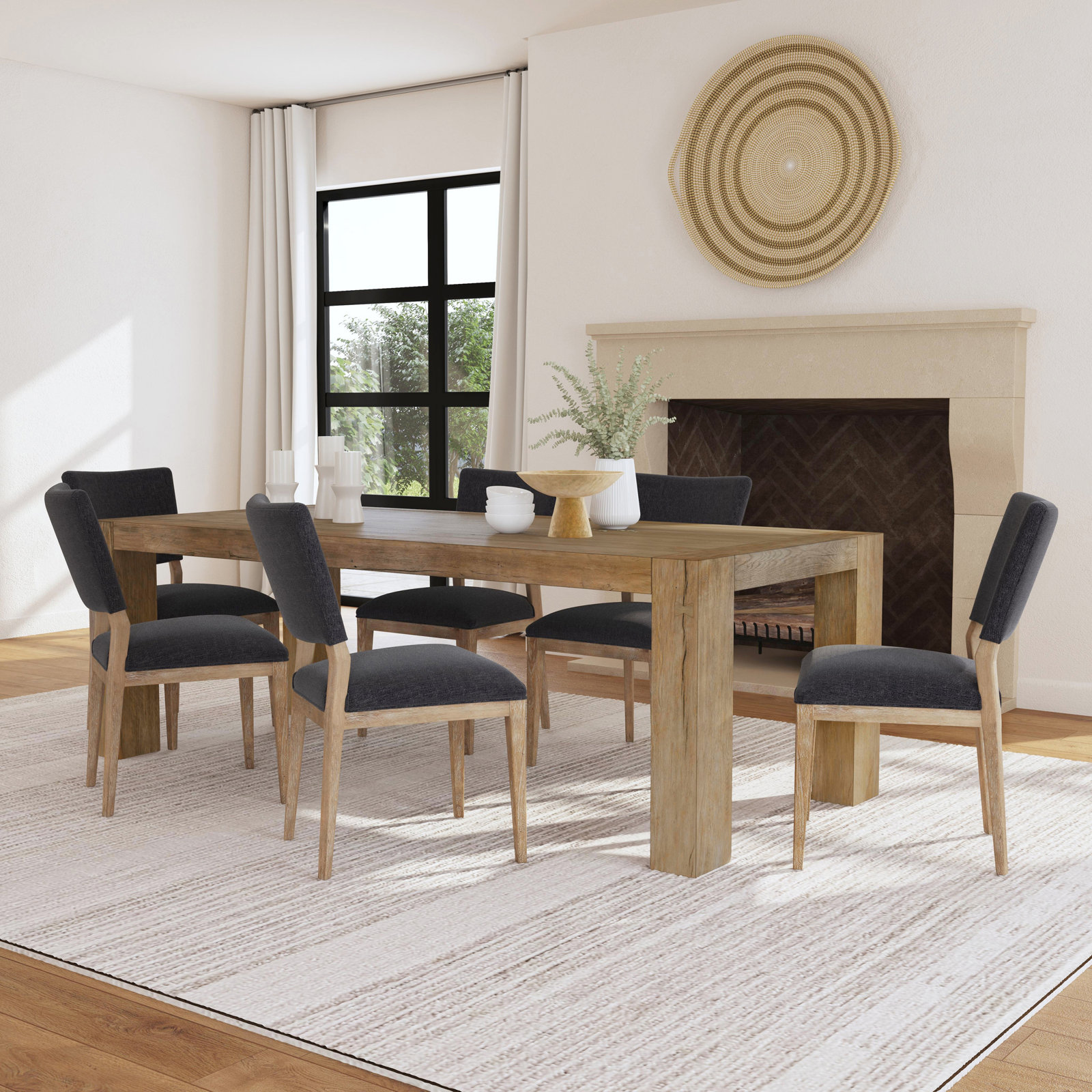 Elise 89" Solid Wood Dining Table, Brown