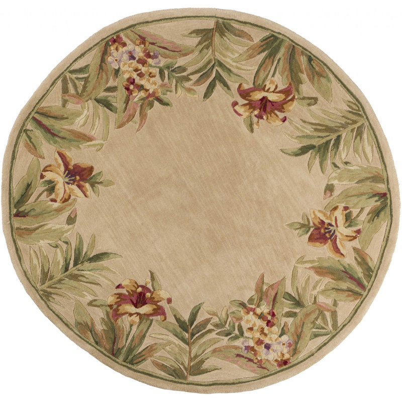 Tapis rond en laine ivoire 5 po