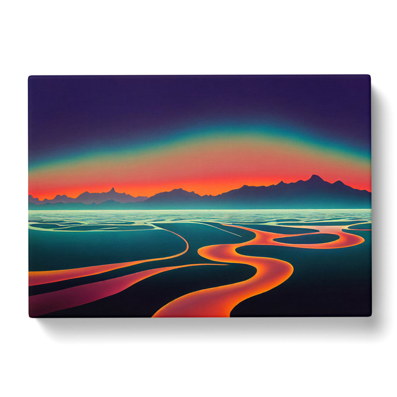 Mountain Lake Sunset Abstract - Wrapped Canvas