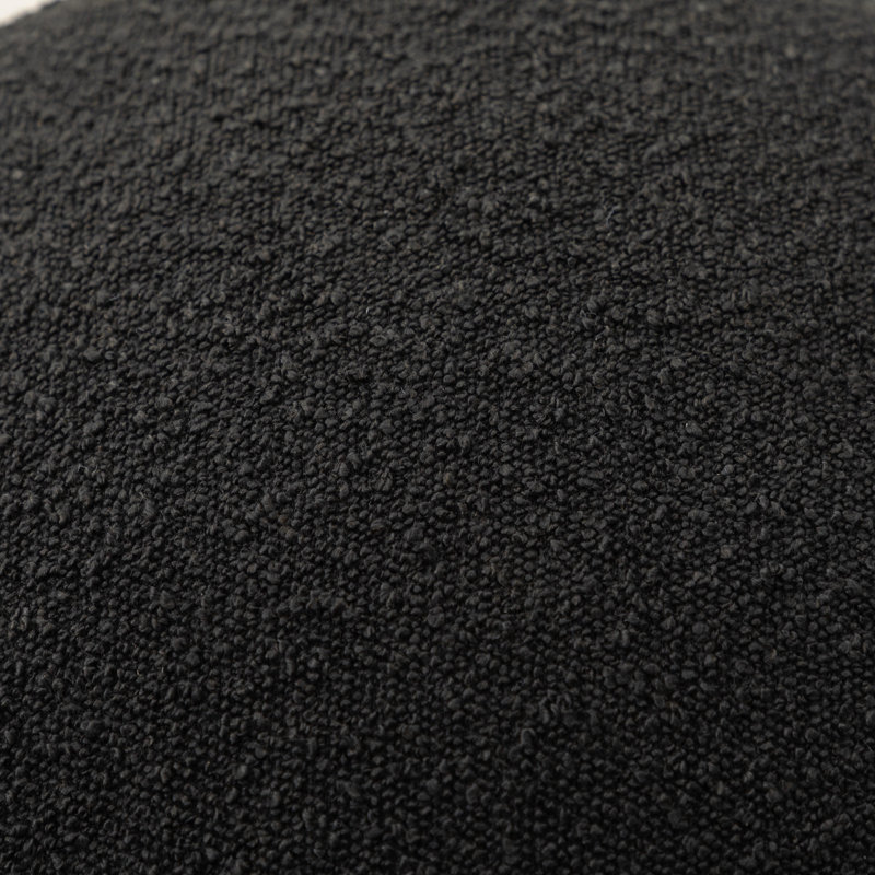 Hasset Round Footstool Ottoman, Soft  Round Ottoman, Footrest Stool, Black Polyester Blend