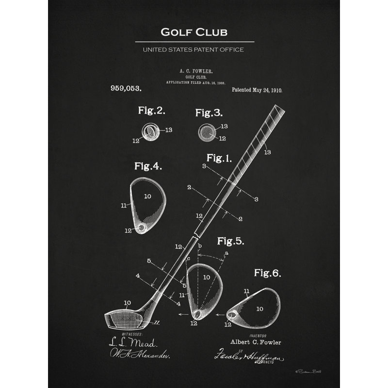 Bois de golf club verni par Susan Ball, H 12 po x l 8 po x P 1,25 po