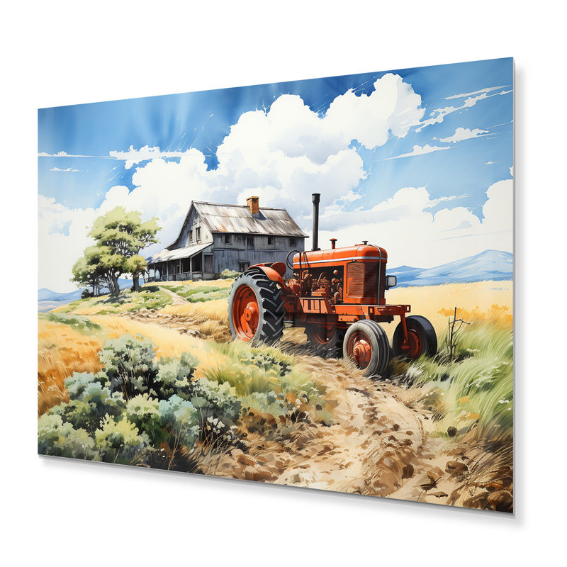 «Farmhouse Tractor», art mural en métal, H 12 po x l 20 po x P 1 po