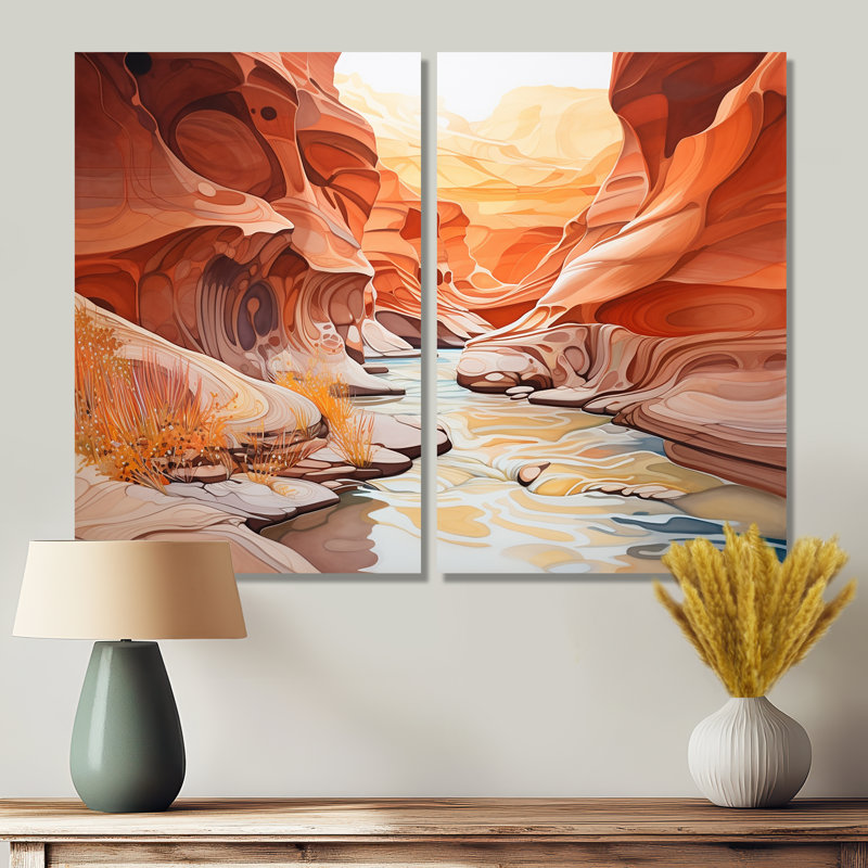 Canyon Antelope liquide Art V - blanc, art traditionnel sur toile, H 36 po x l 48 po, Toile tendue, Ne s’applique pas
