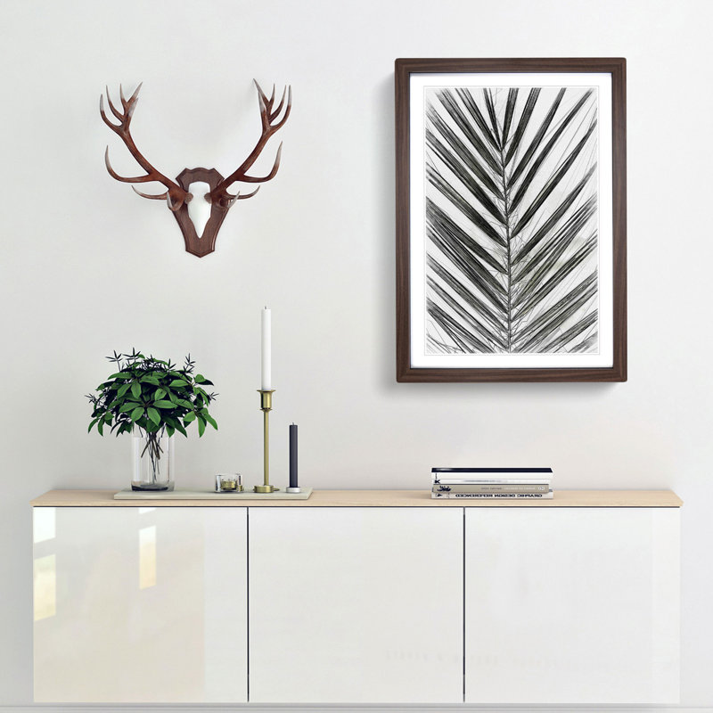 Plat Leaf in Abstract - Picture Frame Graphic Art Print, Walnut, 76cm H x 50cm W x 2cm D