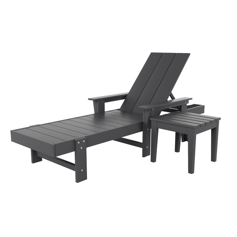 Joubert Outdoor Chaise Lounge Set with Table, Gray