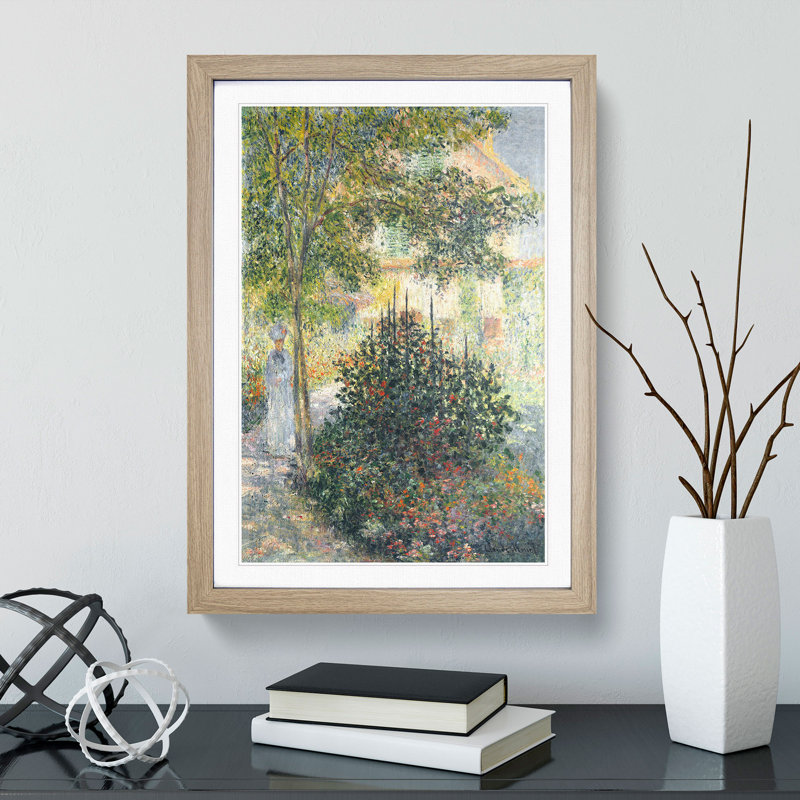 Camille in the Garden at Argenteuil by Claude Monet - Picture Frame Painting, Oak Framed, 65cm H x 48cm W x 2cm D