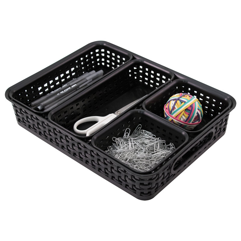  Corbeille en plastique Thinkspace, noir, paquet de 5