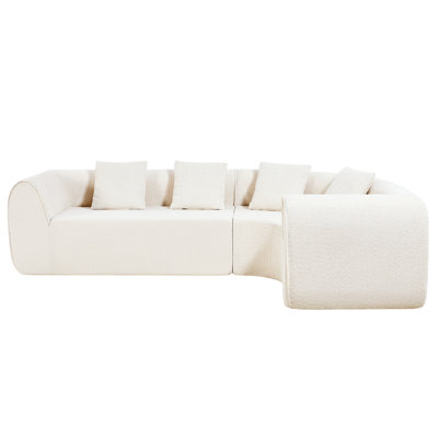 Covadonga 110" Modern Organic Curved Boucle Modular Compression Sectional Sofa with High-Density Foam
