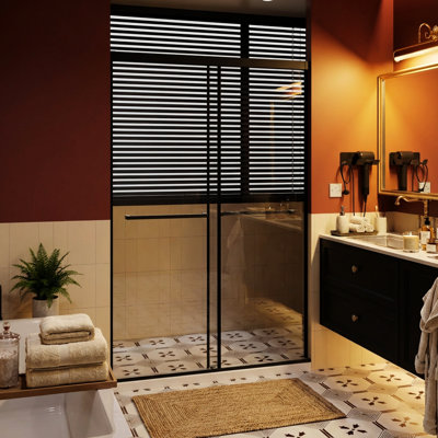 72-Inch Tall Aluminum Dual Sliding Shower Door 48 Inches Wide, Soft-Close Mechanism, Quick Setup, Leak Seals, Matt Black 48X72 Inch With Buffer Track, Easy Install In 30 Minutes, Threshold, Finish