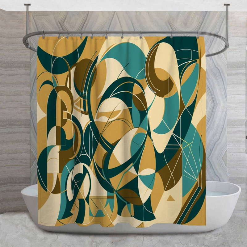 Rideau de douche abstrait à motif de salle de bain 14121, H 73 po x l 70 po