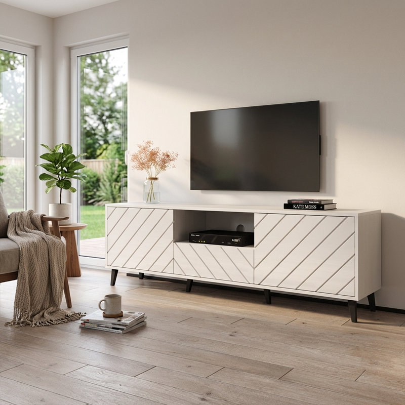 Paris 71" White TV Stand, White