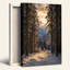 «Snowy Pine Forest Path in Golden Light», art mural sur toile-2129058602