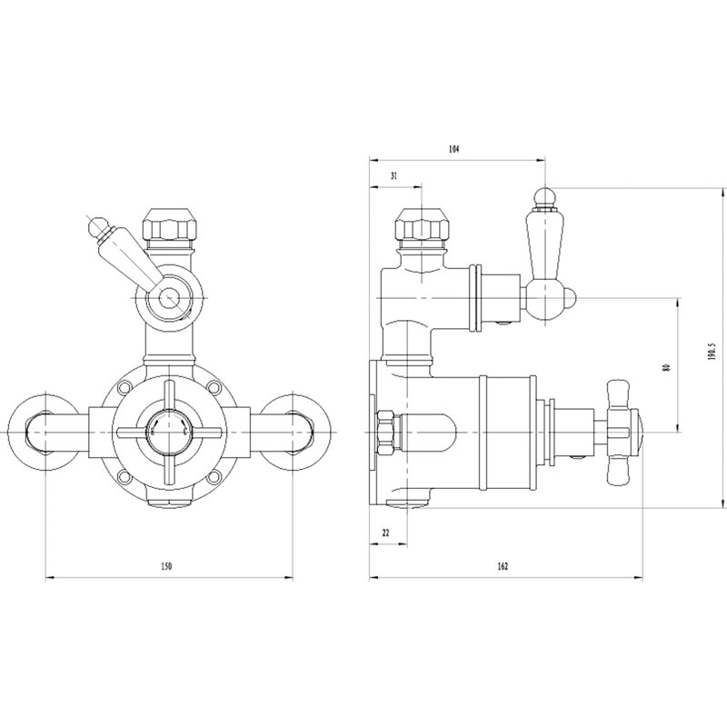 Esser Double Exposed Thermostatic Shower Valve