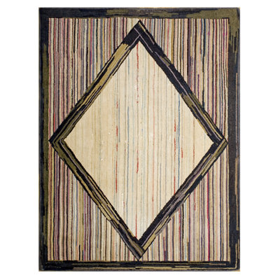 Tapis crocheté ivoire à motif géométrique américain