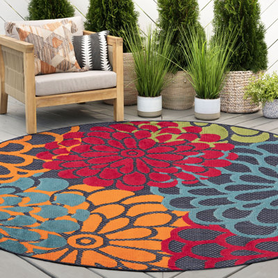 Tapis rond en polypropylène bleu marine Oneil, 5 pi 3 po