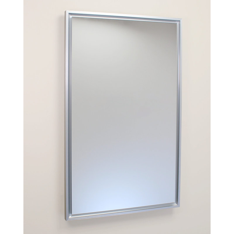 Armoire à pharmacie encastrée rectangulaire en métal Parker, Nickel brossé, H 26 po x l 16 po x P 5,5 po
