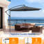 Parasol de patio décalé en porte-à-faux 10 'avec poignée pliable, parapluie extérieur toutes saisons pour terrasse-1099001151