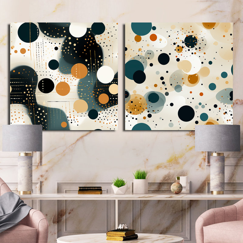 Clenard - Ensemble de 2 collages de formes carrées abstraites, Toile tendue, H 16 po x l 33 po