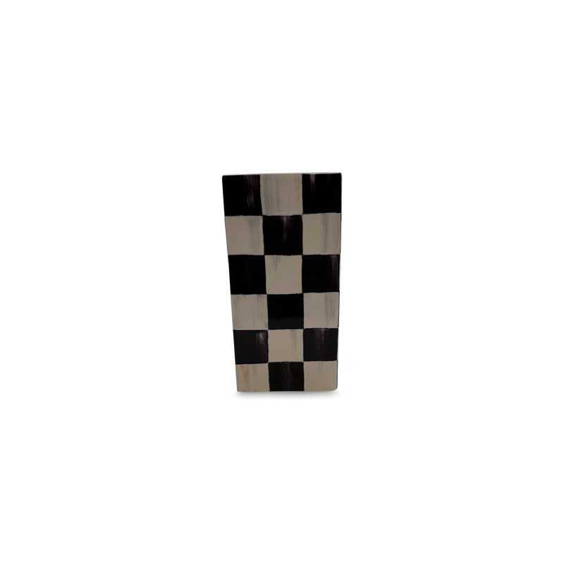 Courtly Check Small Pillar Vase, Black/White