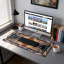 Tapis de souris Floral Aesthetic Daisy Gaming, tapis de bureau bleu doré avec base antidérapante et bords cousus