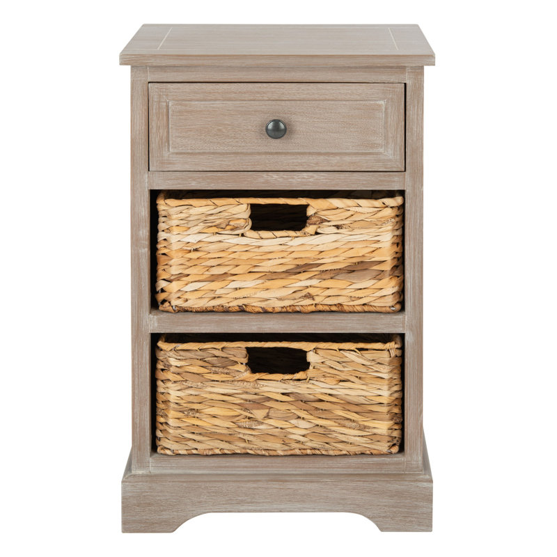 Table de bout à 3 tiroirs avec rangement Painswick, Blanc délavé