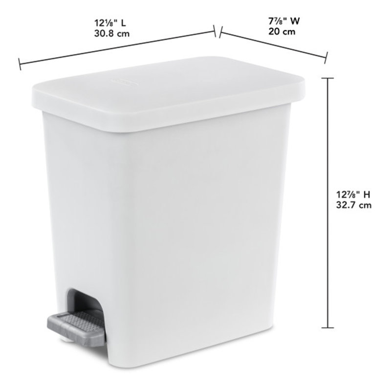 2.7 Gallon Step On Trash Can Sets, White