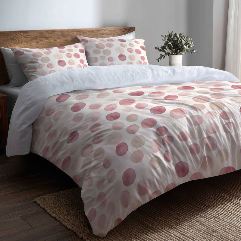 Ensemble de literie à motif géométrique 3 pièces - Ensemble de housse de couette et de coussins beige
