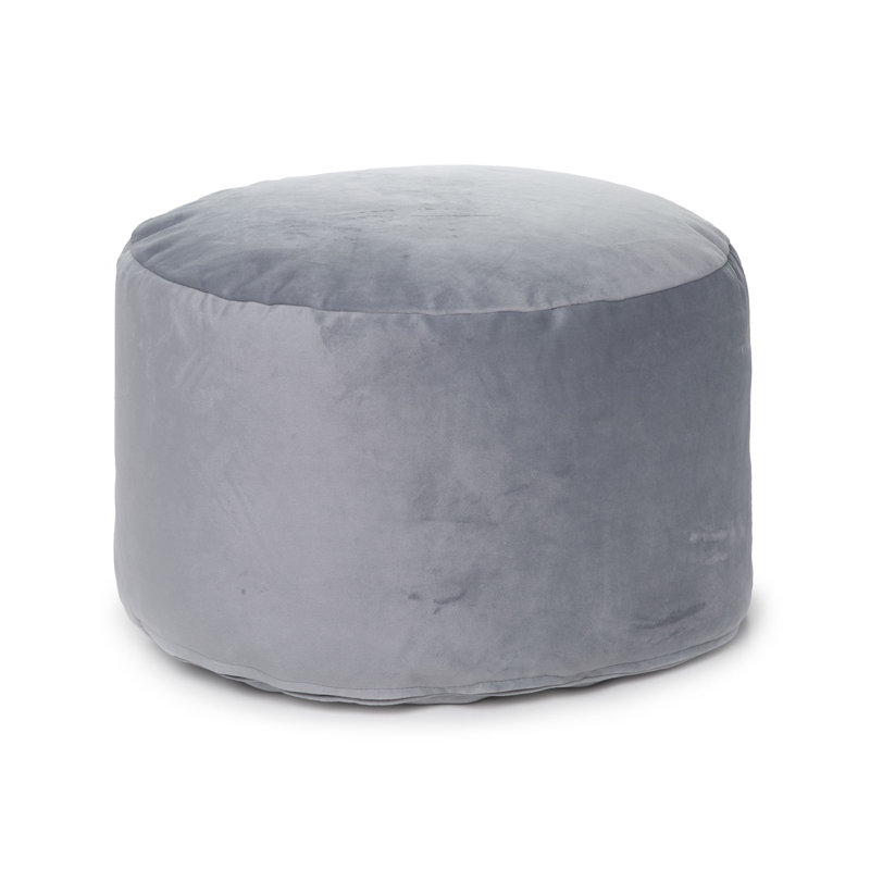 Pouf rond en velours de 20 po Franka, Velours gris