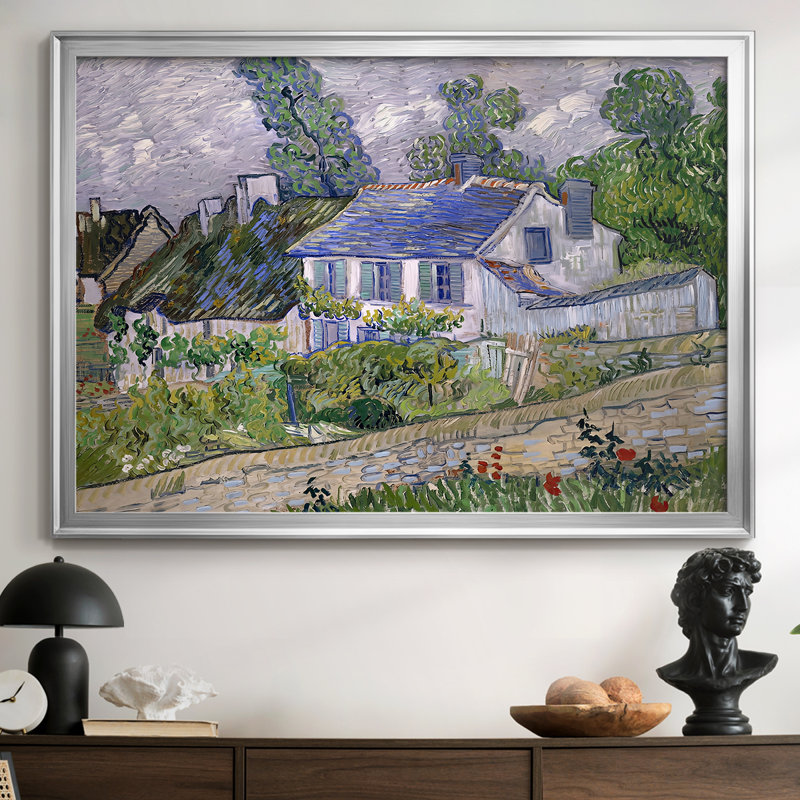 Maisons à Auvers-Vincent van Gogh-Toile tendue avec châssis-1890, 30 x 5 x 42,5, Toile avec cadre, Argent