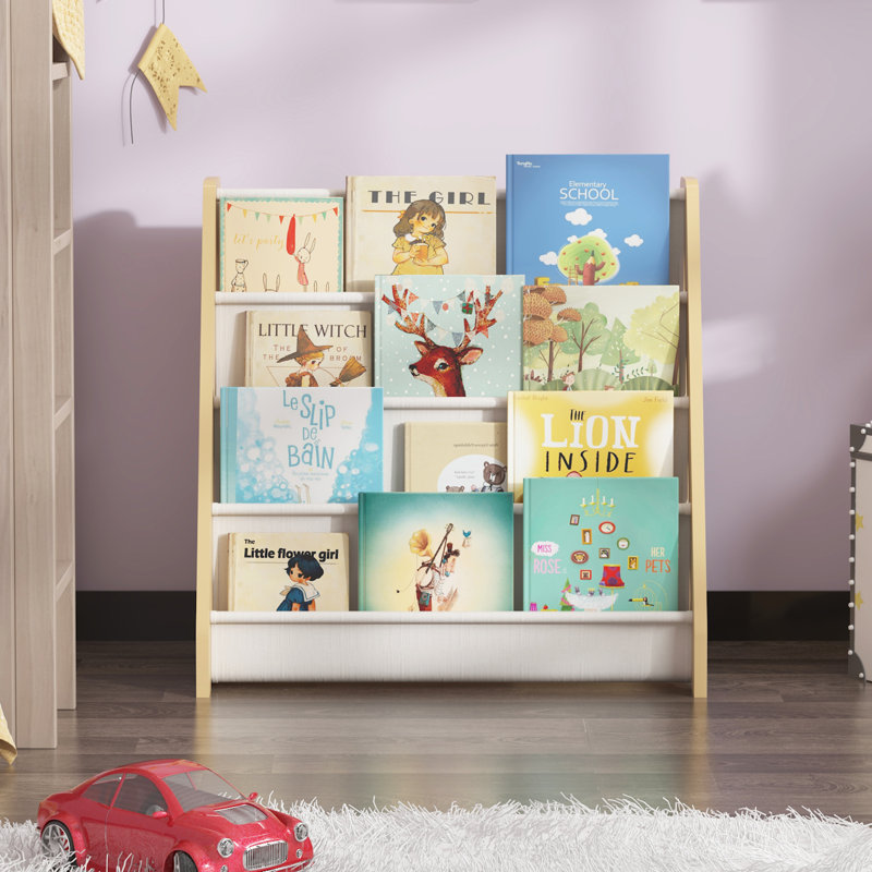 Pridgen 58.4cm H x 58.4cm W Standard Bookcase, (4 shelves) 58.4cm H x 58.4cm W x 29.9cm D, White/Natural