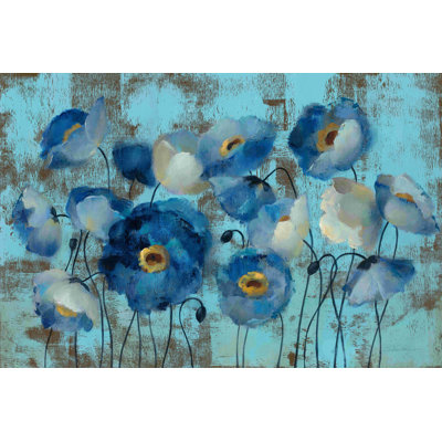 Aigue-marine floral sur bleu