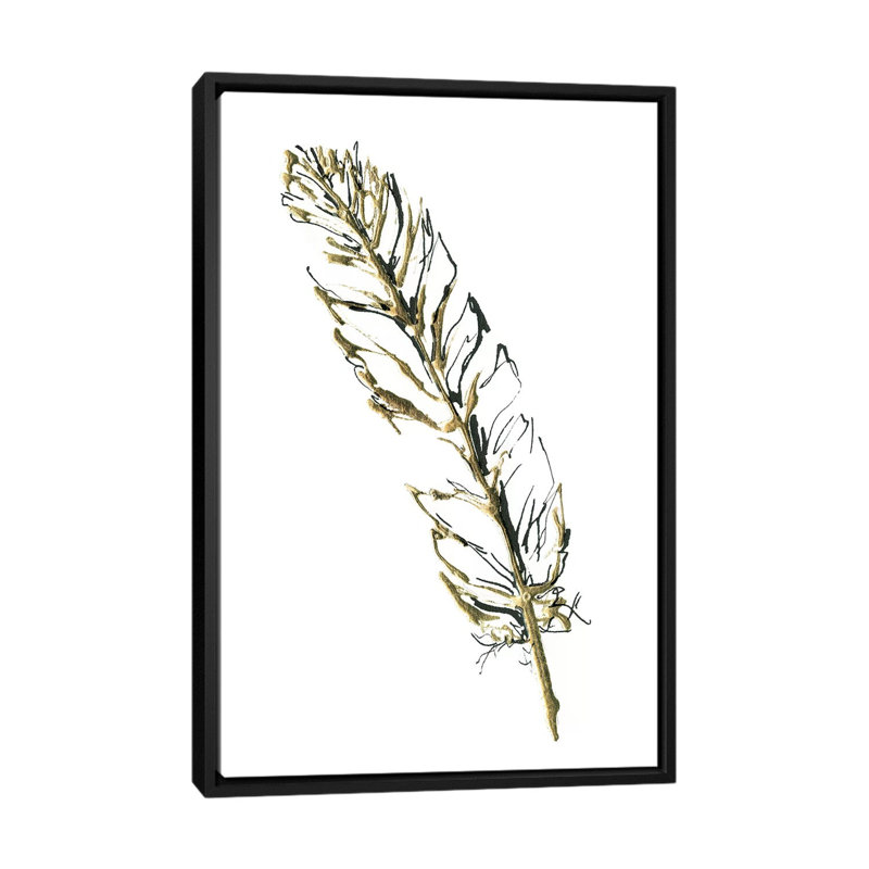 « ii », impression sur toile Gilded Turkey Feather, H 60 po x l 40po x P 1,5 po, Toile avec cadre noir, Pas de tapis