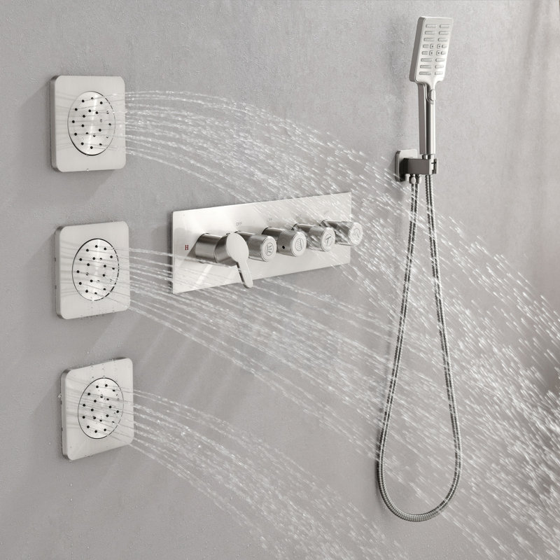 Pressure Balanced Complete Shower System with Rough-in Valve, Brushed Nickel