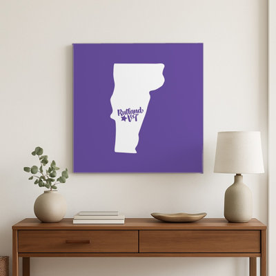 Douce Rutland — Silhouette de l'État du Vermont — Décoration murale carrée en métal