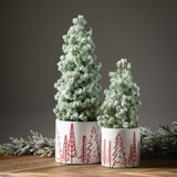 Ensemble de 2 sapins de Noël artificiels 16 "et 11", vert-blanc