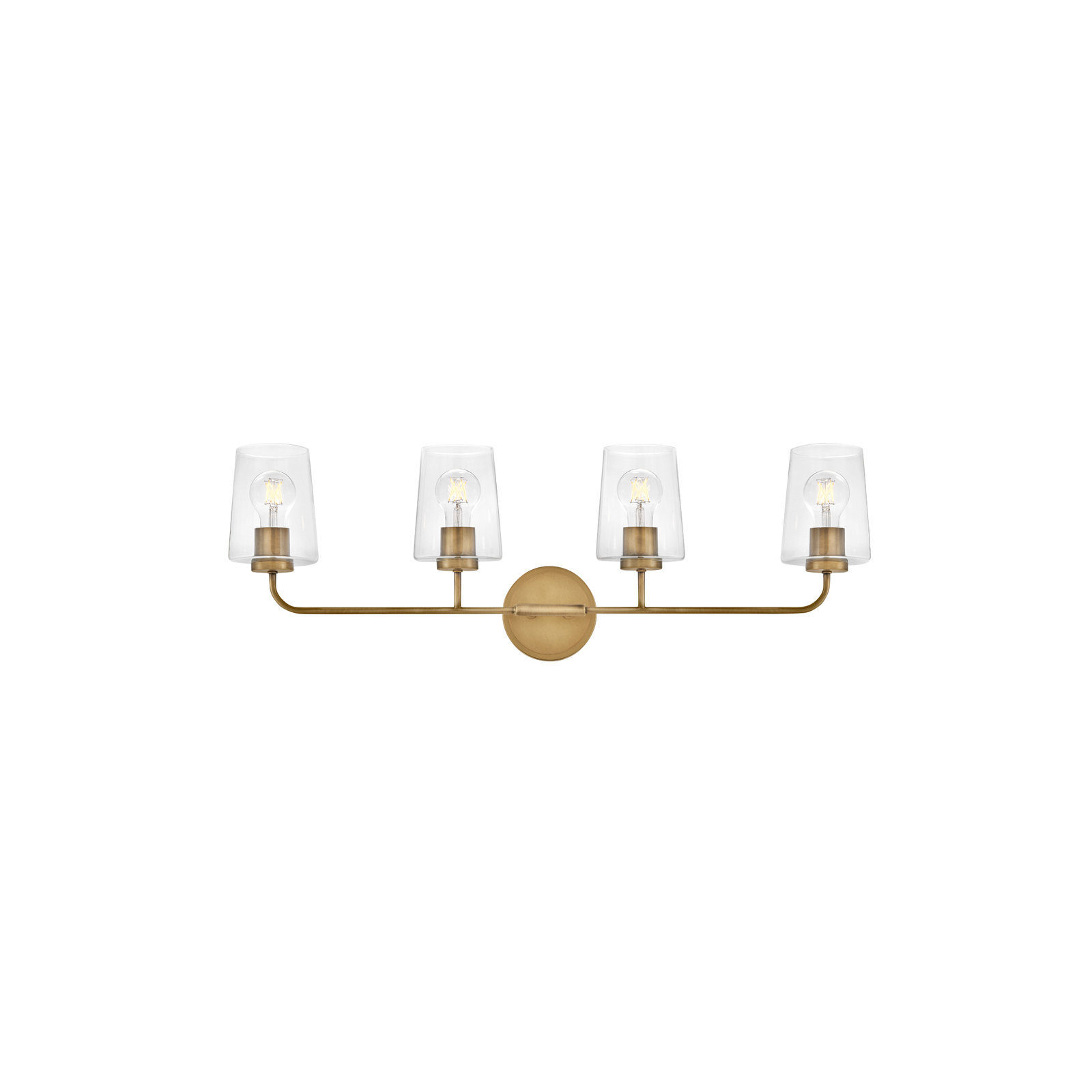 Verbena 4 Light Transparent Dimmable Vanity Light, Heritage Brass