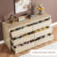 Commode moderne à 6 tiroirs sans poignée - Commode de rangement large en bois - Tiroirs de grande capacité - Idéale pour la chambre à coucher, le salon, le couloir ou l'entrée - Couleur grain de bois